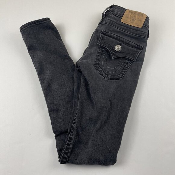 TRUE RELIGION Jeans Skinny Flap Women’s 24 Mid Rise Cotton Blend Stretch - Picture 1 of 12